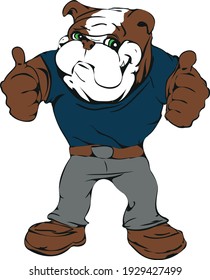 Cartoon bulldog thumbs up happy