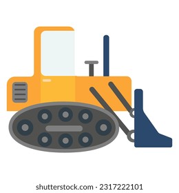 Cartoon bulldozer machine. Vector illustration on a white background