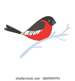 Cartoon bullfinch bird isolated on a white background