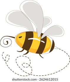 Desenho animado Bumblebee Flying Illustration. Ilustração do vetor de abelhas.
