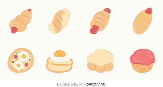 Cartoon Brötchen Brot Illustration. Vektorillustration