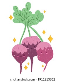 cartoon bunch beetroot vegetable cheerful food mascot icon vector illustration