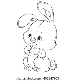 Cartoon Bunny. Black and white vector illustration for coloring book