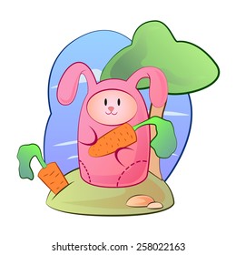 Cartoon bunny with carrot