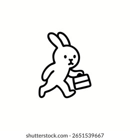 Um coelho de desenho animado carregando uma pasta