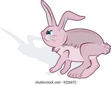 Cartoon Bunny with Easter eggs .