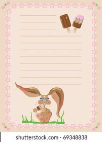cartoon bunny eating a popsicle notepad