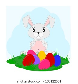 cartoon bunny with eggs