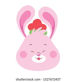 cartoon bunny face with ears up icon over white background, colorful design. vector illustration