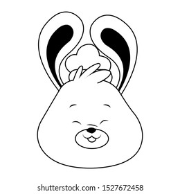 cartoon bunny face with ears up icon over white background, colorful design. vector illustration
