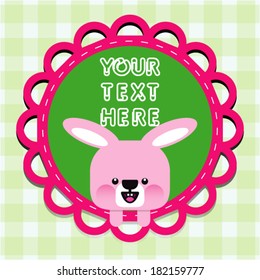 Cartoon bunny with frame. Vector illustration