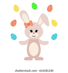 cartoon bunny girl with easter eggs