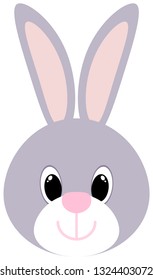 Cartoon bunny head icon. Easter symbol. Vector cute rabbit clipart.