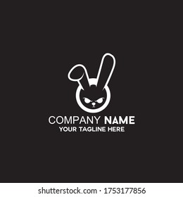 Cartoon Bunny Head Vector Logo