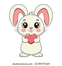 cartoon Bunny with a heart. Vector 