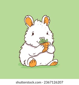 cartoon bunny holding a carrot in its paws