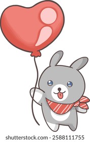 cartoon bunny holding a heart shaped balloon