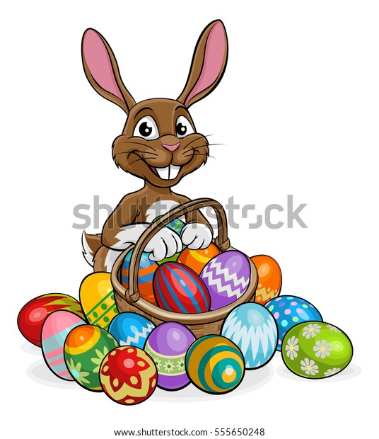 Cartoon Bunny On Easter Egg Hunt Stock Vector Royalty Free