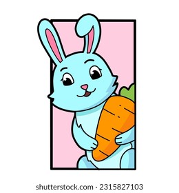cartoon bunny in pink frame. perfect for accessories children, screen printing clothes and others 