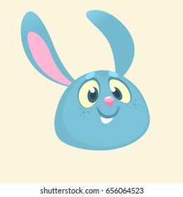 Cartoon bunny rabbit head icon. Flat Bright Color Simplified Vector Illustration or Logo In Fun Cartoon Style Design