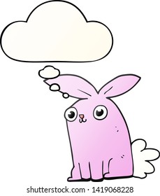 cartoon bunny rabbit with thought bubble in smooth gradient style