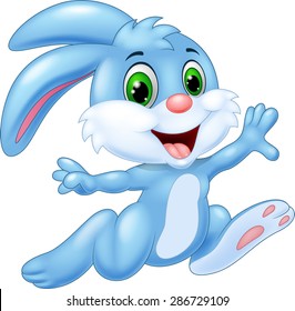 Cartoon bunny running and happy
