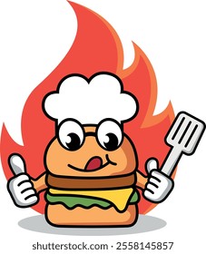 Cartoon burger character design suitable for a burger restaurant