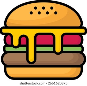 Hamburguesa de dibujos animados con queso y vegetales