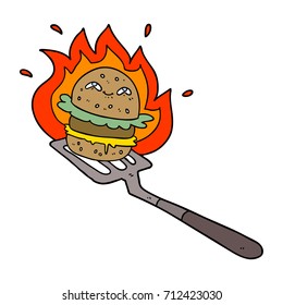 cartoon burger cooking