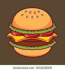 Cartoon burger fast food vector illustration 