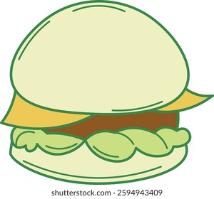 Cartoon Burger Illustration Retro Cute