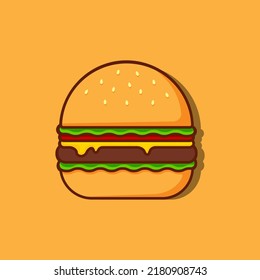Ilustración de la hamburguesa de dibujos animados. Imagen vectorial.