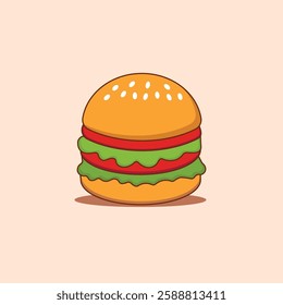 Cartoon burger set. Vector illustration.