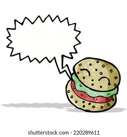 cartoon burger with speech bubble