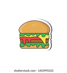 Cartoon burger stickers with beautiful colors