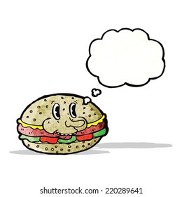 Cartoon-Burger mit Denkblase