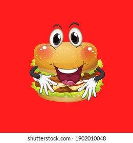 Cartoon burger. Vector food illustration