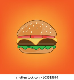 Cartoon Burger. Vector illustration