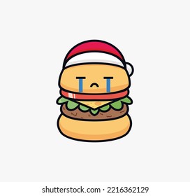 cartoon burger vector illustration of a crying character