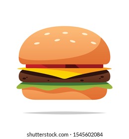 Dibujo aislado del vector de la hamburguesa de dibujos animados