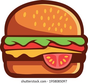 Vector de hamburguesa de dibujos animados ilustraciones aisladas sobre fondo blanco. 
