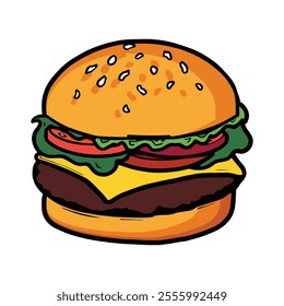 Cartoon burger vector isolated illustration