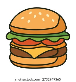 Vector de hamburguesa de dibujos animados ilustración aislada