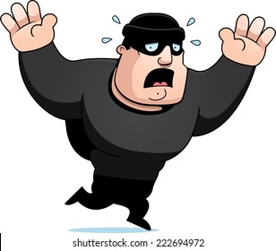 A cartoon burglar running in a panic.