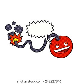 cartoon burning bomb with speech bubble