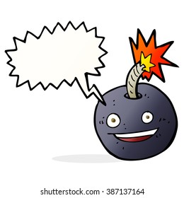 cartoon burning bomb with speech bubble