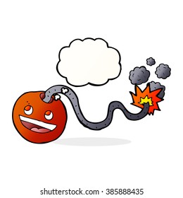 cartoon burning bomb with thought bubble