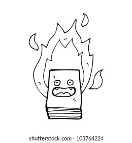 cartoon burning book character