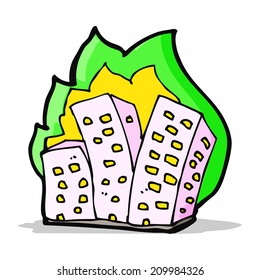 cartoon burning buildings