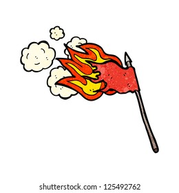 bandera de quema de dibujos animados